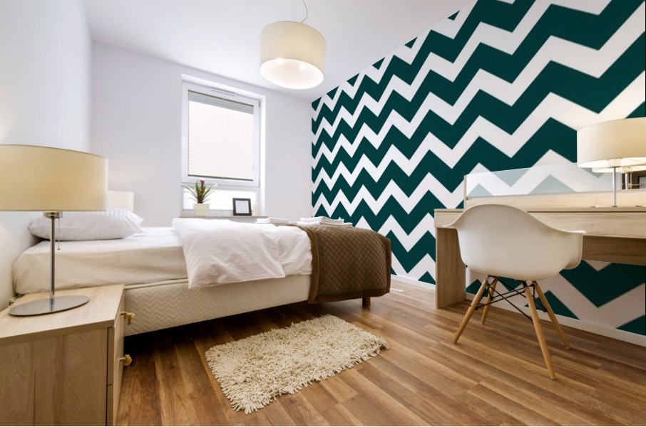 CADET BLUE CHEVRON Mural print