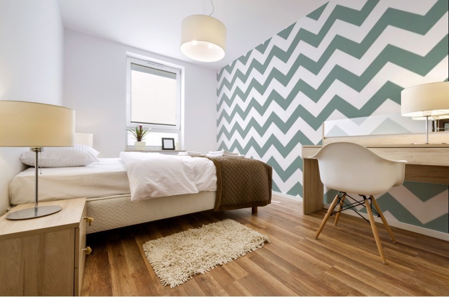 GREY GREEN CHEVRON Mural print