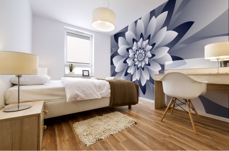 white floral Mural print