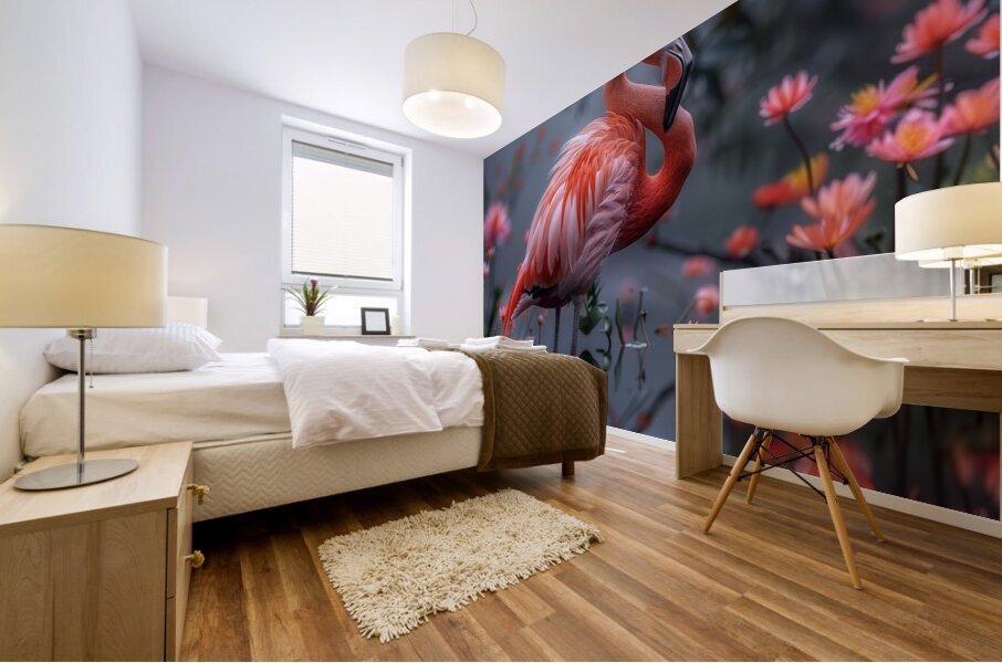 Serene Flamingo Mural print