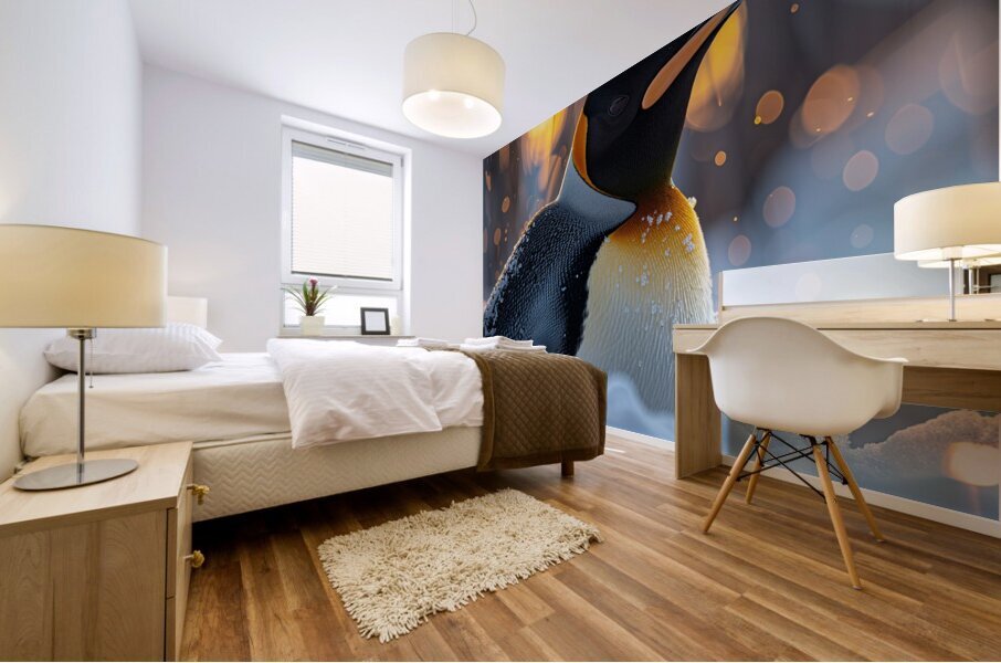 Fluffy Penguin Mural print