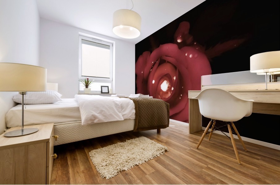 Red Sparkling Rose Mural print