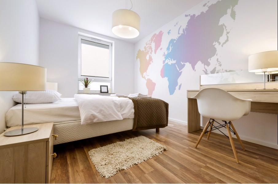 MULTICOLOR PASTEL WORLD MAP Mural print