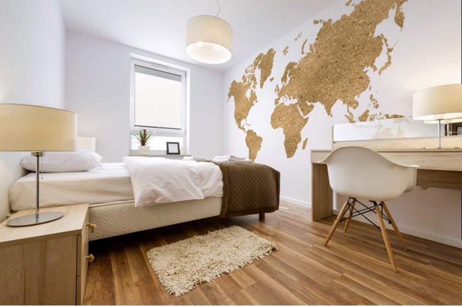GOLD GLITTER WORLD MAP Mural print