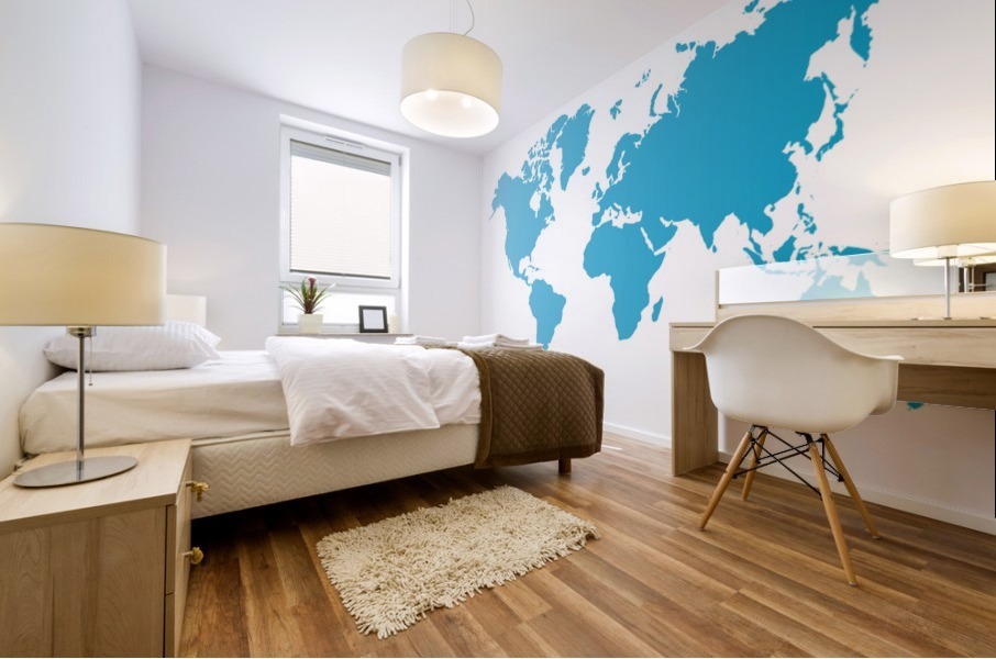BLUE SHADE WORLD MAP Mural print