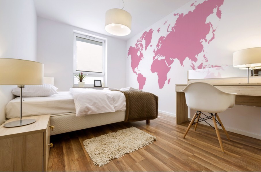 PINK RADIAL WORLD MAP Mural print