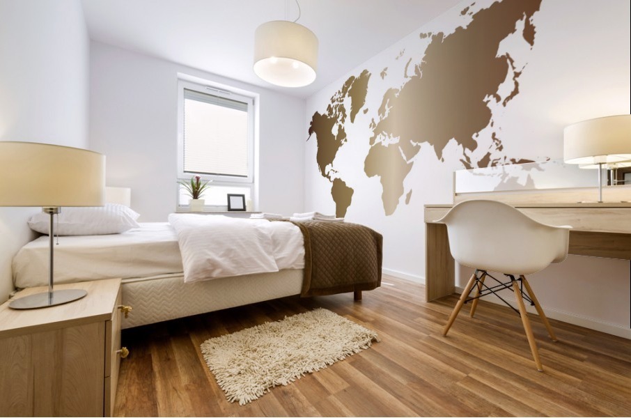 BRONZE WORLD MAP Mural print