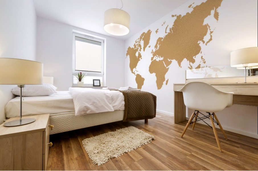 GOLD SHADE WORLD MAP Mural print