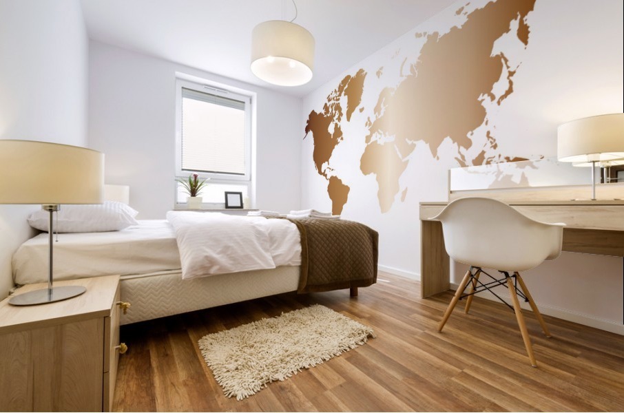 COPPER WORLD MAP Mural print