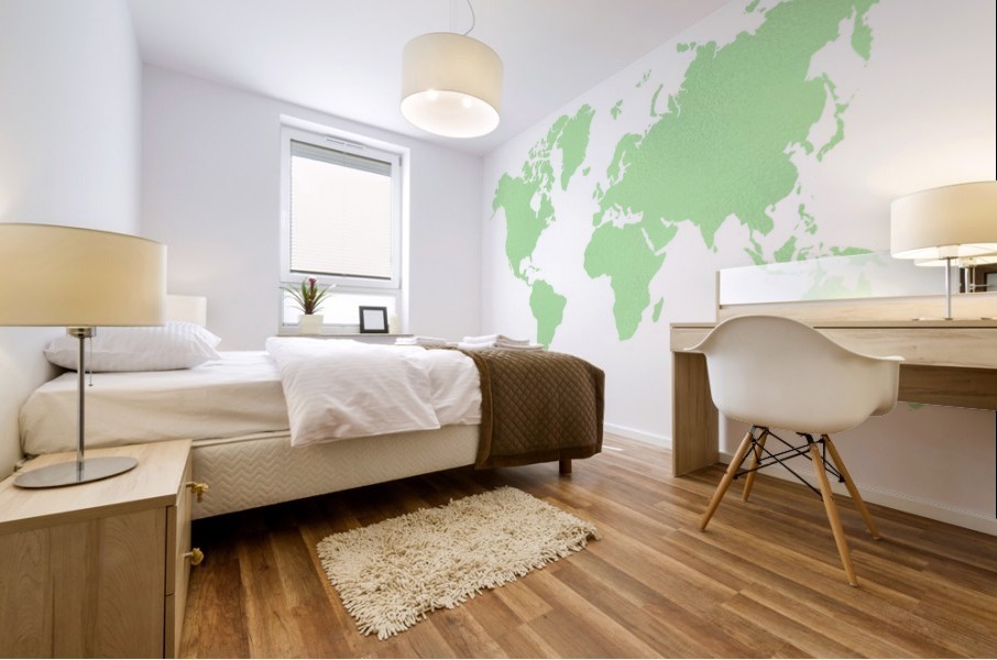GREEN GLASS WORLD MAP Mural print