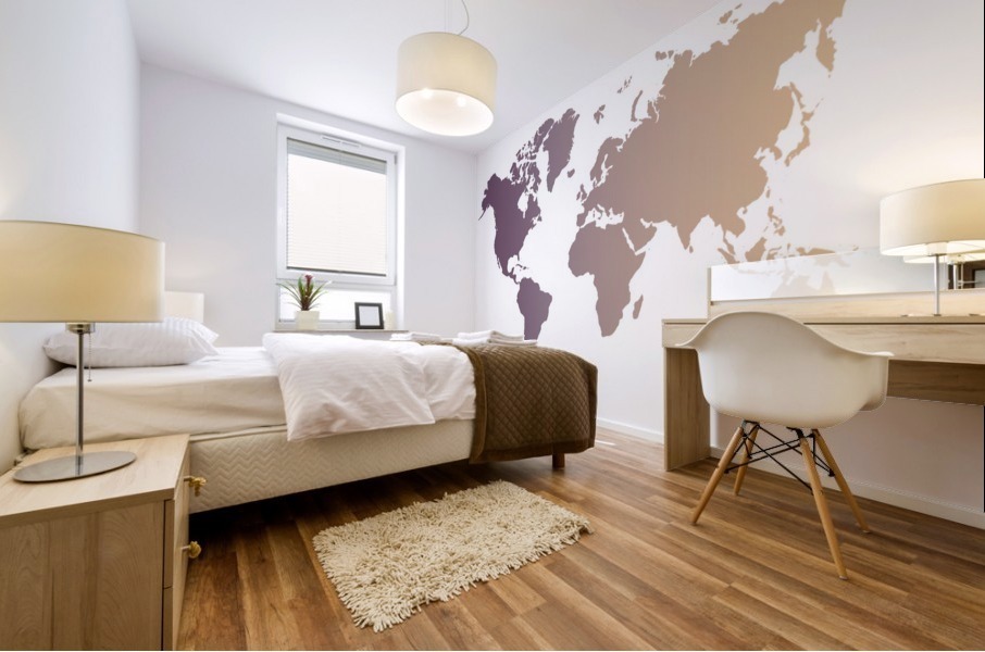 PURPLE SLATE WORLD MAP Mural print
