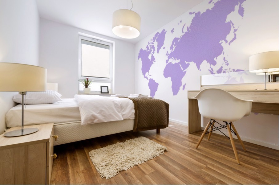 PURPLE SHADE WORLD MAP Mural print