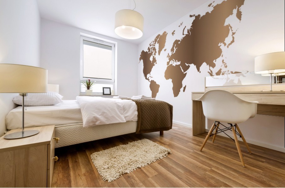TEAK WORLD MAP Mural print