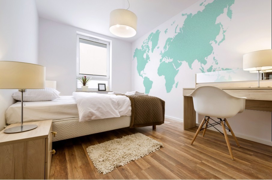 TURQUOISE SHADE WORLD MAP Mural print