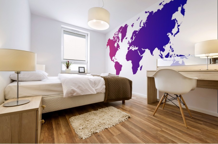 PURPLE GRADIENT WORLD MAP Mural print