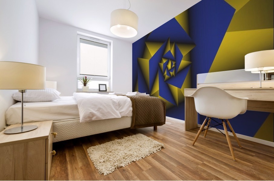 Blue Tech Spiral Mural print