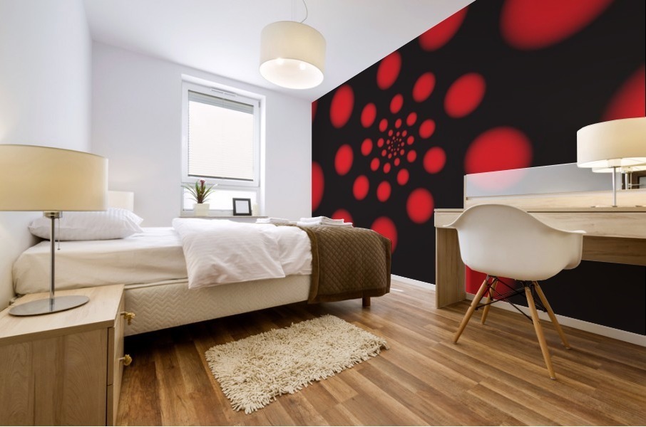 RED Spiral Dots Mural print