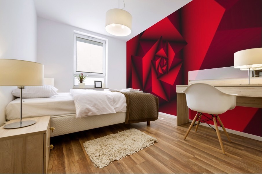 Red Abstract Geometric Mural print
