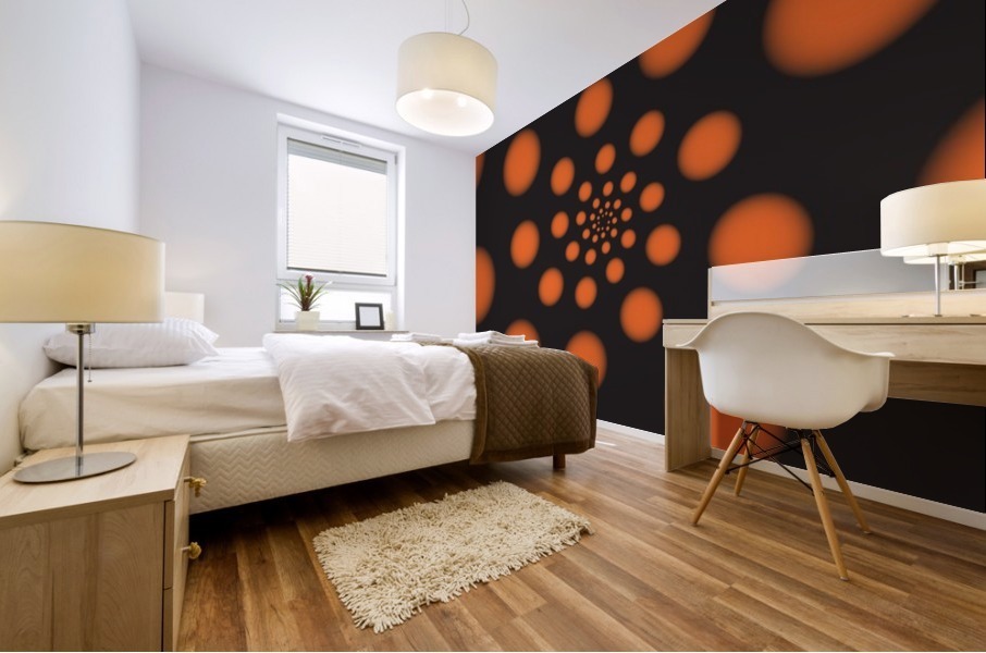 Orange Spiral Dots Mural print