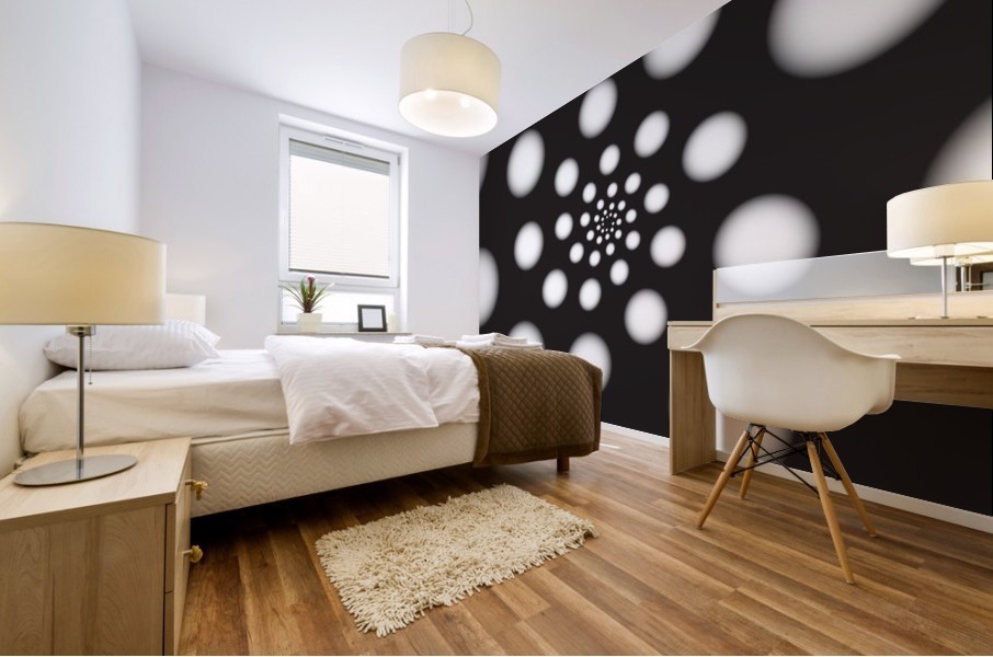 White Spiral Dots Mural print