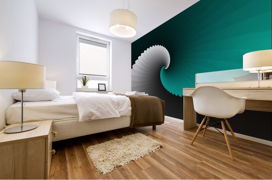 Turquoise Spiral Wings Mural print