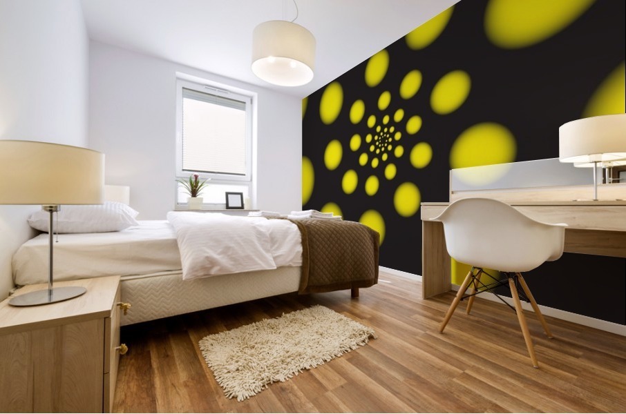 Yellow Spiral Dots Mural print