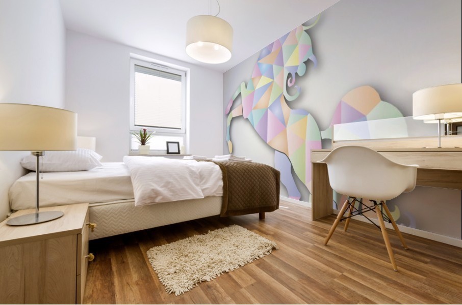 White Unicorn Mural print