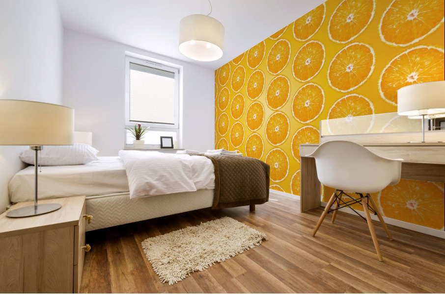 Juicy Fruity Orange Pattern Mural print