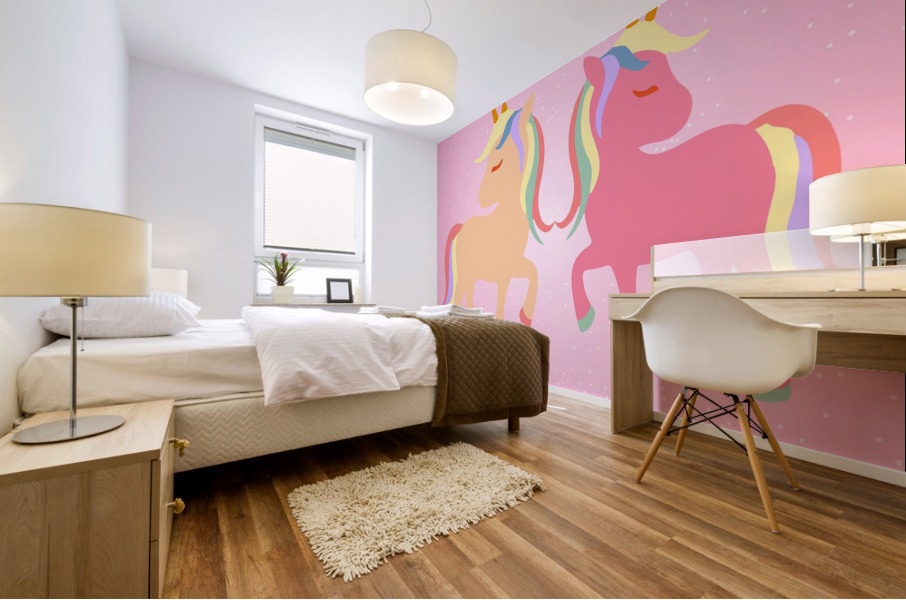 Cute Twin Unicorn Mural print