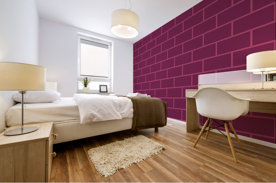 Magenta Pink Brick Pattern Mural print