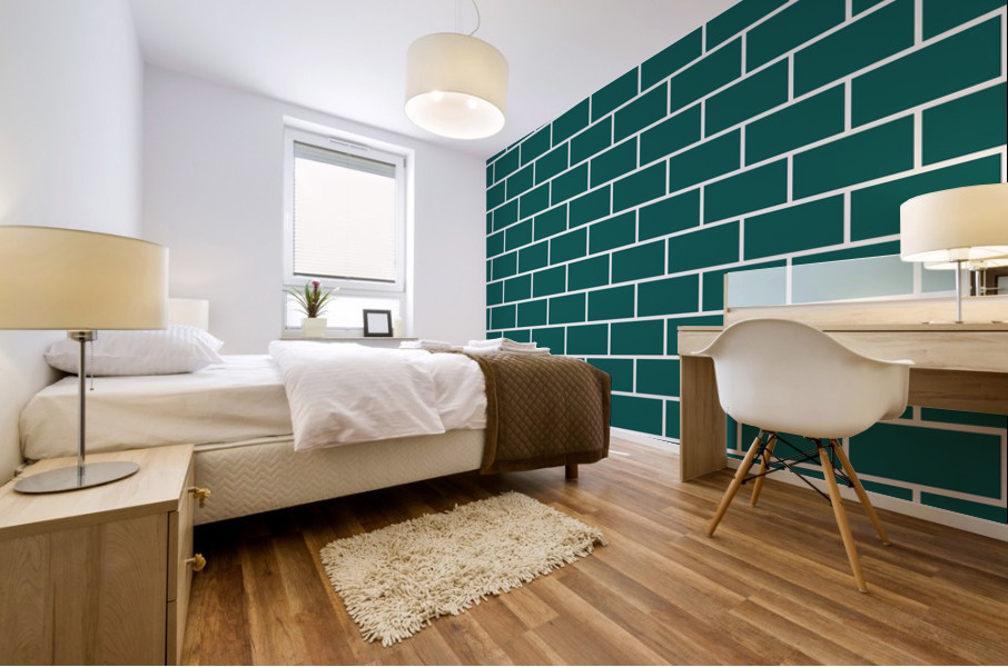 Blue Green Brick Pattern Mural print