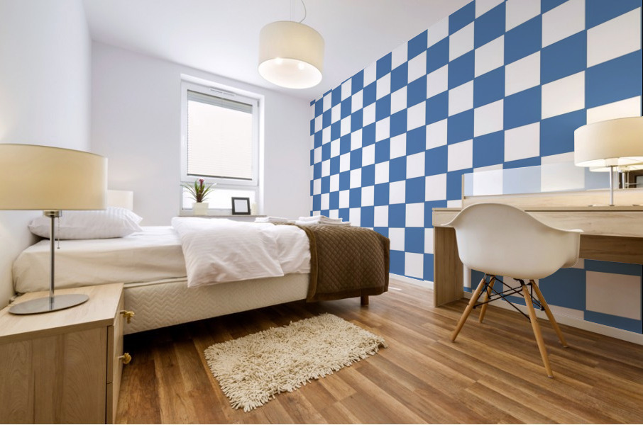 Dark Blue Check Pattern Mural print