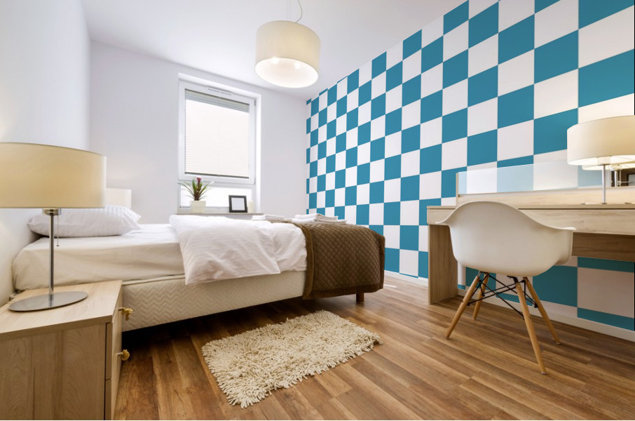 Blue Checker Pattern Mural print