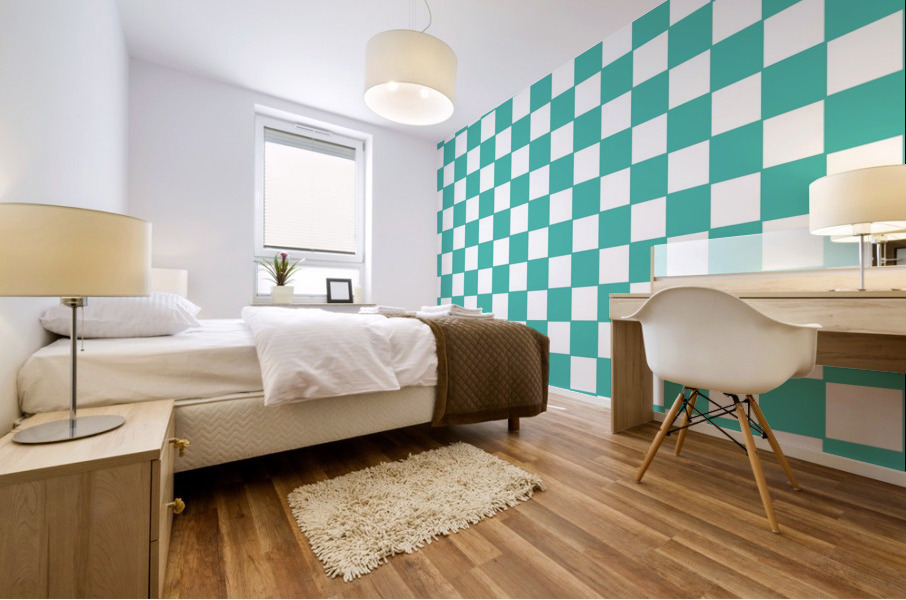 Green Check Pattern Mural print