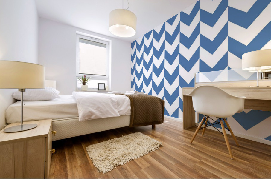 Royal Blue Chevron Pattern Mural print