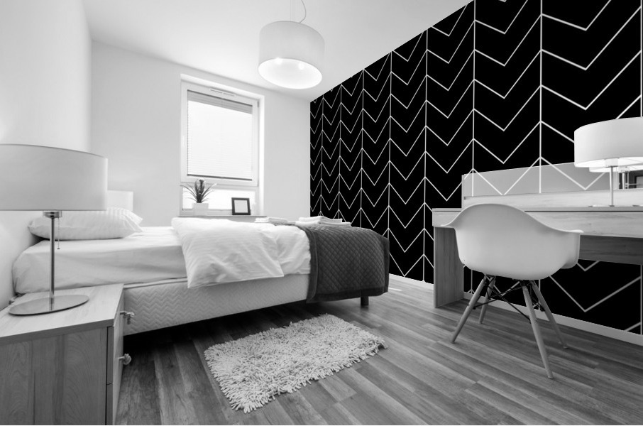 Black Chevron Pattern Mural print