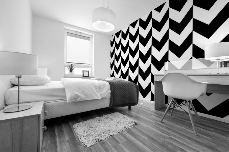 Black Chevron Check Pattern Mural print