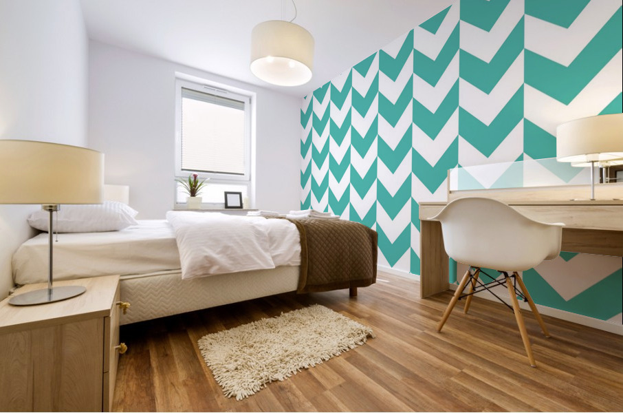 Green Chevron Pattern Mural print