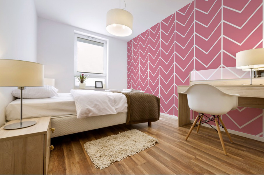 Baby Pink Chevron Pattern Mural print