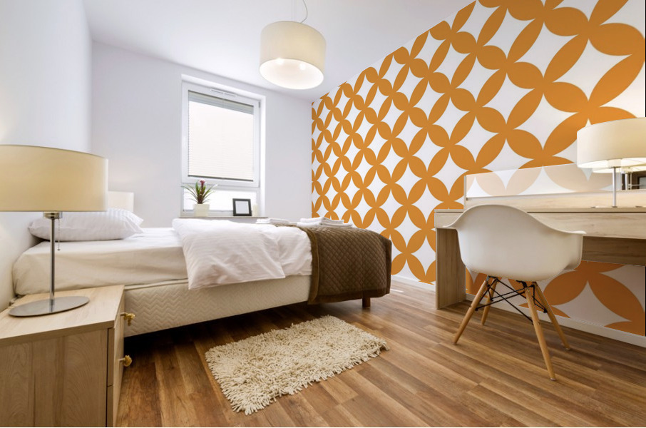 Orange Retro Circle Pattern Mural print