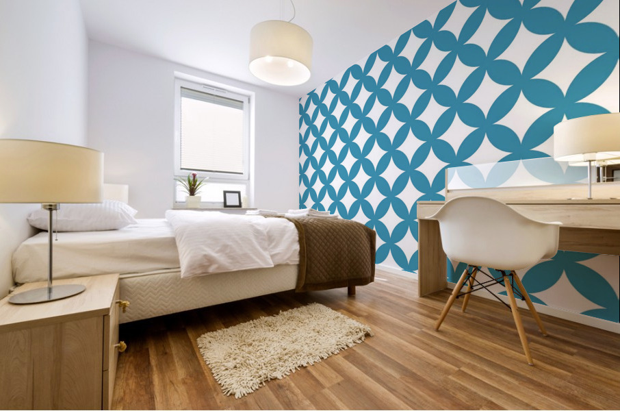 Blue Retro Circle Pattern Mural print