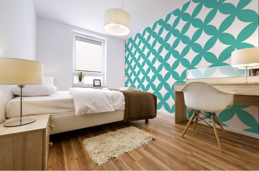 Turquoise Retro Circle Pattern Mural print