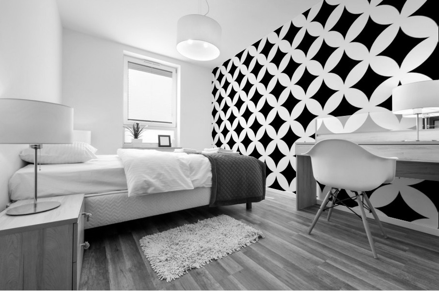 Black Retro Circle Pattern Impression murale