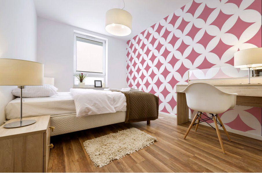 Red and White Retro Circle Pattern Mural print