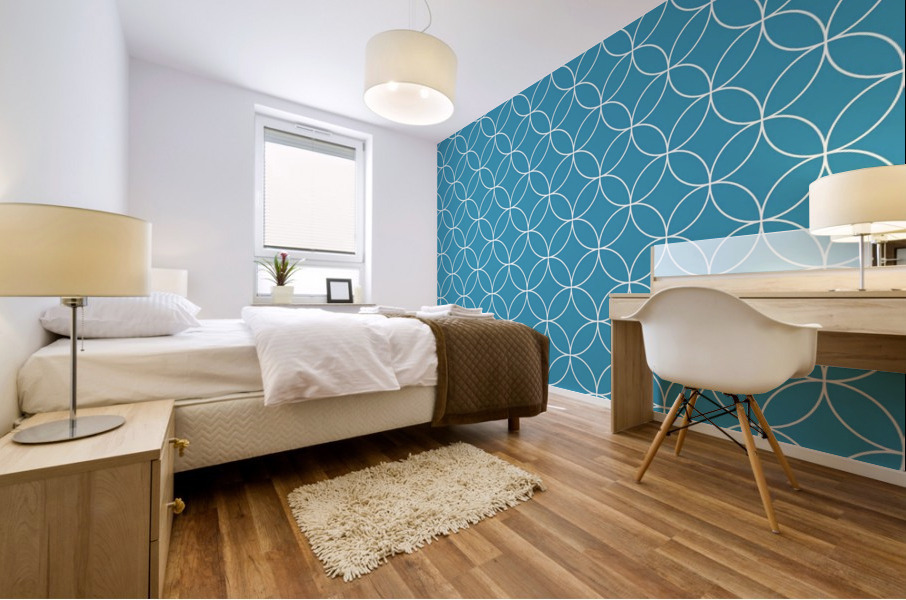 Blue Circle Pattern Mural print