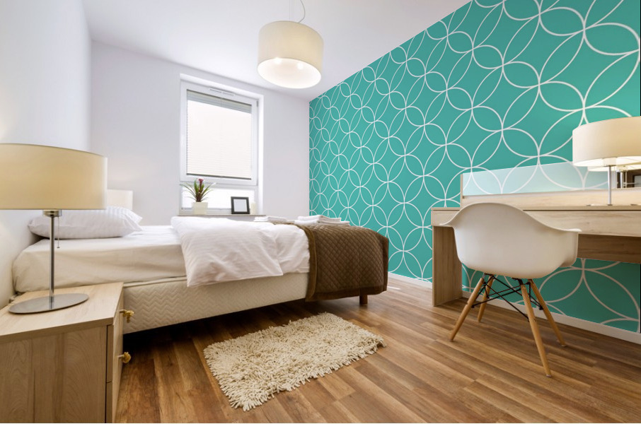 Turquoise Circle Pattern Mural print