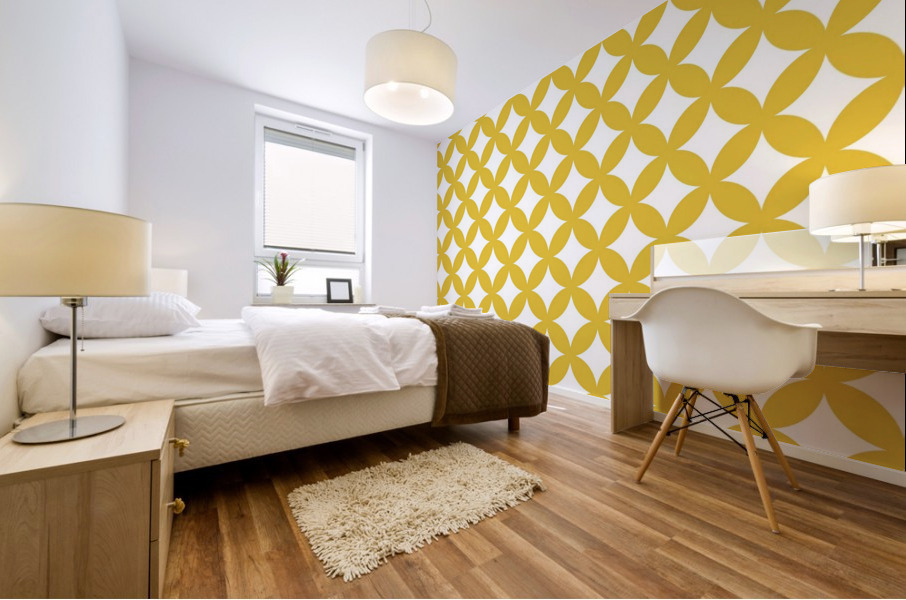 Yellow Retro Circle Pattern Mural print