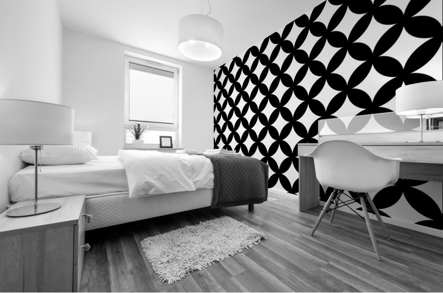 Black Retro Circle Pattern Mural print