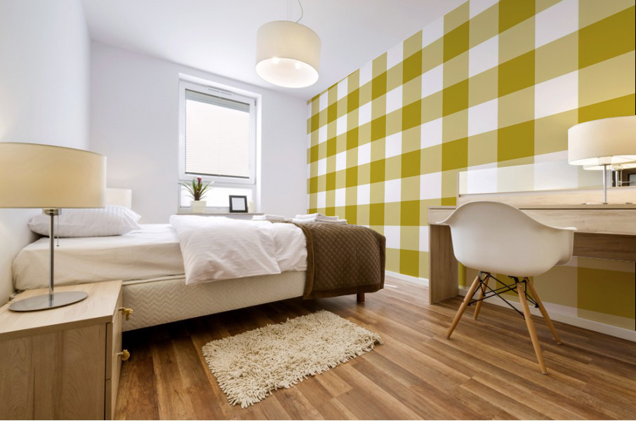 Mustard Plaid Pattern Mural print
