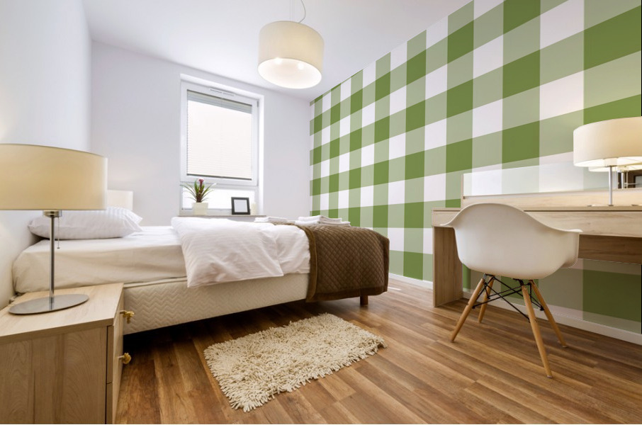Light Green Plaid Pattern Mural print